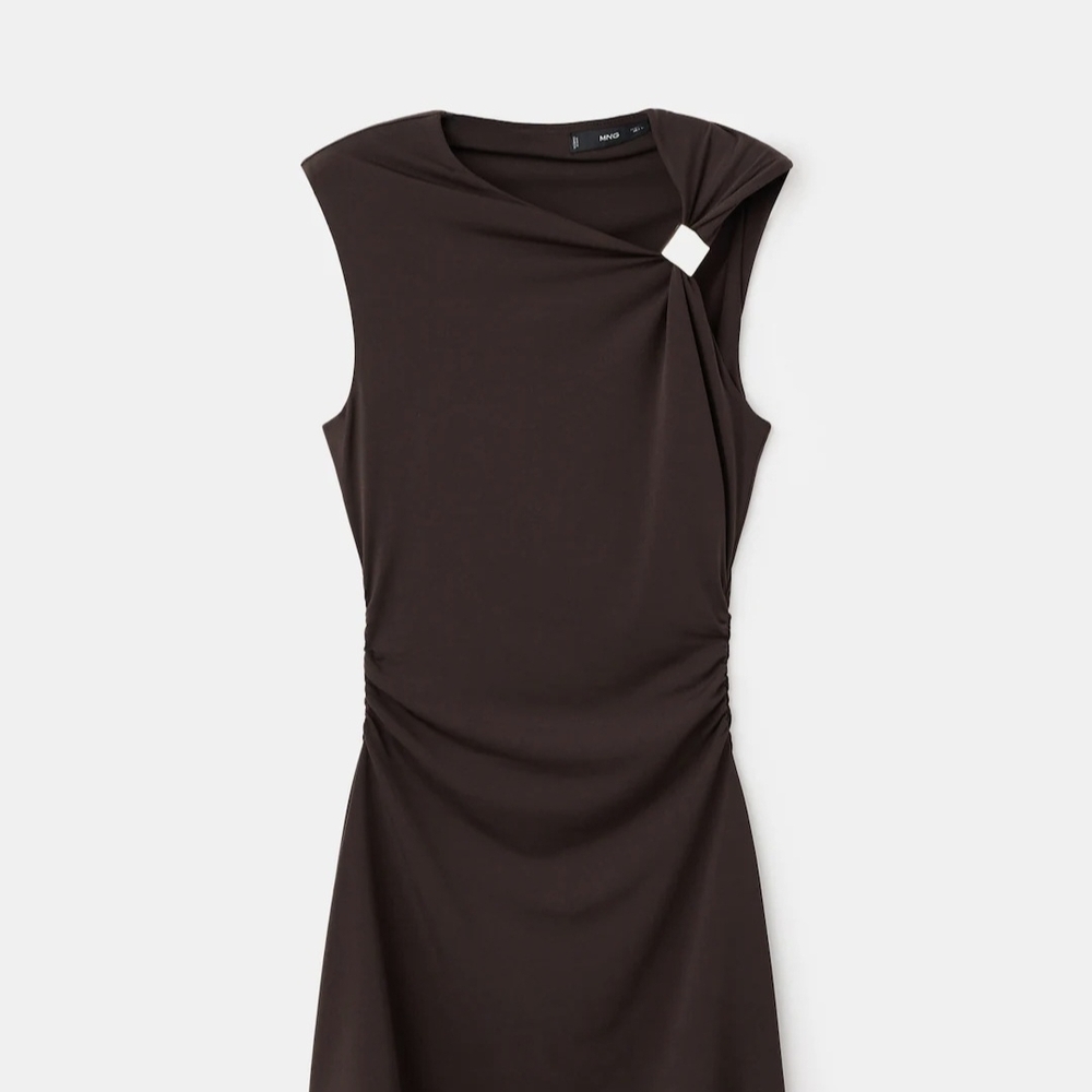 Mango Asymmetrical Dark Brown Dress